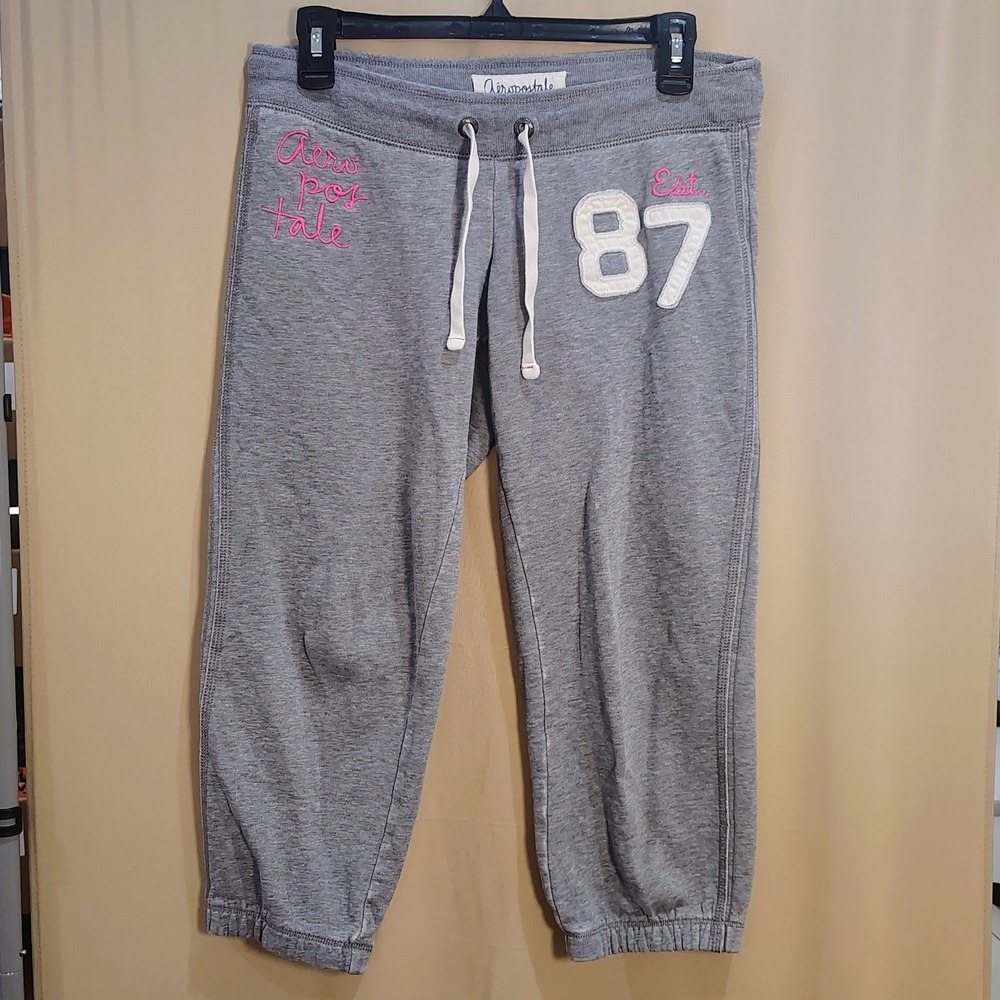 True Y2K Low Rise Aeropostale Carpi Sweatpant Joggers Gray Spellout Loungewear